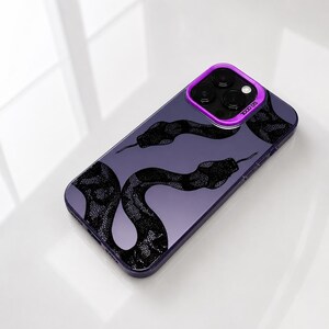 Custodia per telefono con stampa serpente laser argento, cover in TPU, custodia protettiva sottile e resistente alle cadute, compatibile con iPhone serie 11-16