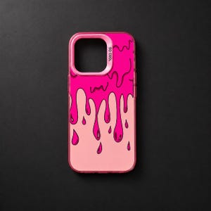 Custodia per smartphone con effetto gocciolante lucido, cover protettiva con design effetto fusione compatibile con iPhone, custodia per telefono resistente agli urti Pink