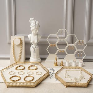Luxury Jewelry Display Set - Bust Necklace, Holder Ring, Earring Organizer