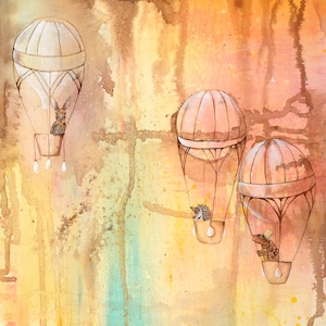 Up and Away, Giclee print of an original mixed media painting