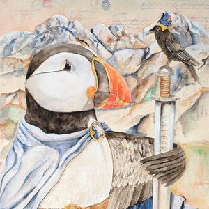 Norsebird, The: Giclee Print of an original mixed media watercolor painting