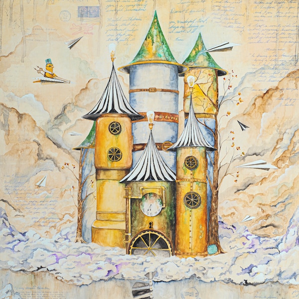 On Wisp and Wing: Giclee Print of my original mixed media watercolor painting