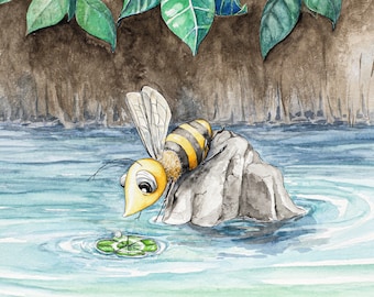 Lucky Bee, giclee print of the original watercolor painting from my book "What the Map Left Out"