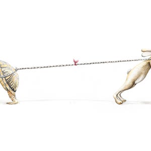 Tug of War, 5"x7" Grußkarte meines Original Aquarells