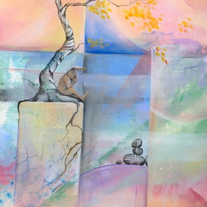 Ponder, giclee print of an original mixed media watercolor painting