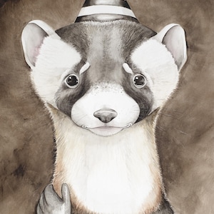 Masquerade Frettchen, 13cm x 18cm Grußkarte meines Original Aquarells