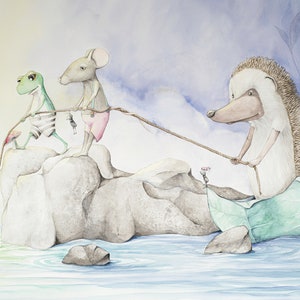 Aidez les personnes souffrantes, impression jet d'encre de l'illustration originale à l'aquarelle de mon livre « Ce que la carte a laissé de côté »