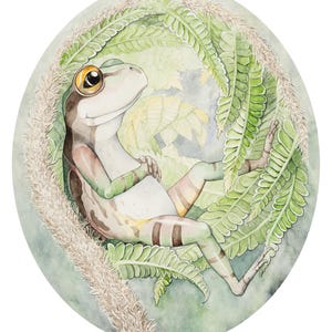 Rainette fleurie en fougère cannelle, carte de correspondance de 5 x 7 po. de ma peinture aquarelle originale