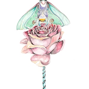 Pollenist Luna Motte, 5"x7" Grußkarte meines Original Aquarells