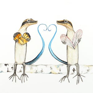 Skink Valentine, 5"x7" Grußkarte meines Original Aquarells