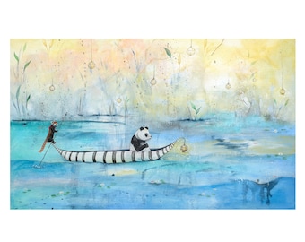 Travel Light, Giclee print of my original mixed media watercolor painting