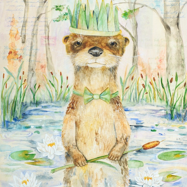 His Marshy Majesty, Giclee Print of an original mixed media watercolor painting