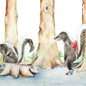 Stinktier Valentine, 5"x7" Grußkarte meines Original Aquarells
