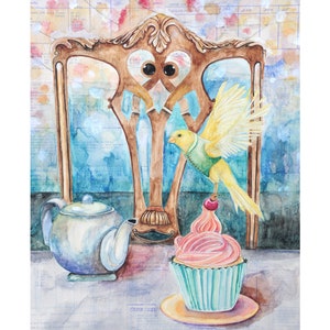 Robbing the Rich Dessert: Giclee print of my original mixed media watercolor painting