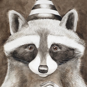 Maskerade Waschbär, 5"x7" Grußkarte meines Original Aquarells