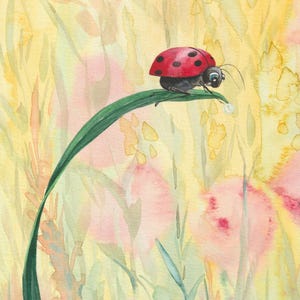 Reach, cartão de 5"x7" da minha pintura original em aquarela e guache