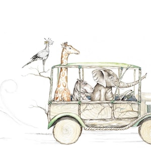 Sur Safari, carte de correspondance de 5 x 7 po. de ma peinture aquarelle originale