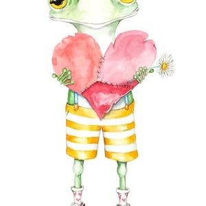 Frosch Valentine, 5"x7" Grußkarte meines Original Aquarells