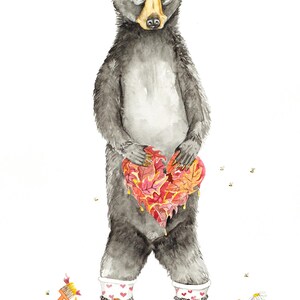 Bär Valentine, 5"x7" Grußkarte meines Original Aquarells