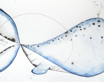 Infinite Whale/Abstract Whale 2, Giclee print of an original watercolor and ink painting
