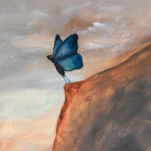 Jumping Off Point, carte de correspondance de 5 x 7 po. de ma peinture originale à l'aquarelle technique mixte