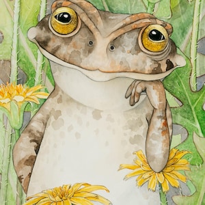 南部ヒキガエル、5"x7" 私のオリジナル水彩画のノートカード