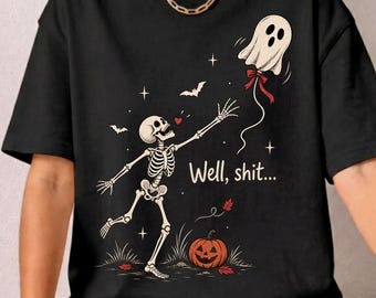 No cóż, gówno, Halloween PNG, zabawny szkielet na Halloween, upiorny balon z duchem, sublimacja PNG do pobrania cyfrowego