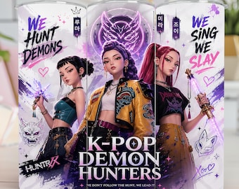 20-uncjowa folia na kubek K-pop Demon Hunter, 20-uncjowa cienka folia na kubek z nadrukiem sublimacyjnym, folia na kubek z motywem anime, folia na kubek PNG, pobieranie cyfrowe