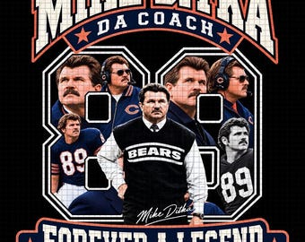 Diseño retro de camiseta de Mike Ditka, entrenador de los Chicago Bears (descarga digital)