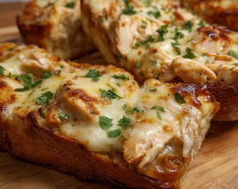 Kastiges Hähnchen Knoblauchbrot Rezept | Druckbare PDF | Einfach selbstgemacht | Sofort Download