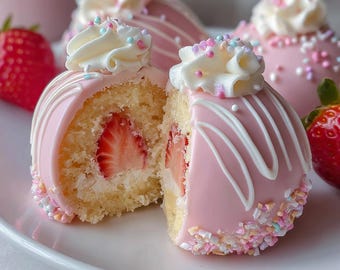 Strawberry Cake Balls Recipe | Easy Homemade Treats | Printable PDF | Instant Download