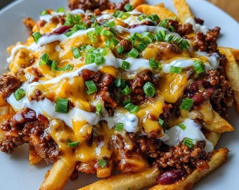 Chili Cheese Fries Recipe | Easy Homemade Snack | Printable PDF | Instant Download | Delicious Comfort Food