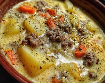 Hearty Meatball Potato Soup Recipe | Printable PDF | Instant Download | Homemade Comfort | Easy Dinner