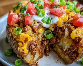 Loaded Taco Stuffed Baked Potato Recipe | Instant Download | Easy Homemade Meal | Printable PDF
