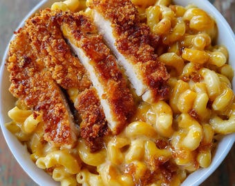 Crispy Chicken Mac and Cheese Recipe | Easy Printable PDF | Homemade Comfort Food | Instant Download