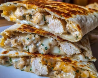 Cheesy Chicken Quesadilla Recipe | Printable | Easy Homemade | Instant Download PDF