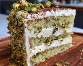 Pistazien-Schichtkuchen Rezept | Hausgemachter Nachtisch | Druckbare PDF | Einfacher Sofort-Download