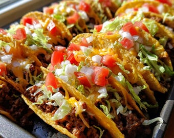 Homemade Crunchy Tacos Recipe | Easy Printable PDF | Instant Download | Mexican Delight | DIY Taco Night