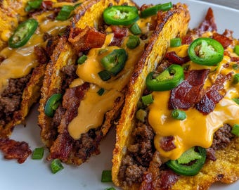 Cheesy Bacon Beef Tacos Recipe | Easy Printable PDF | Instant Download | Homemade Delight