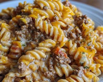 Homemade Cheesy Beef Macaroni Casserole Recipe | Easy Printable PDF | Instant Download