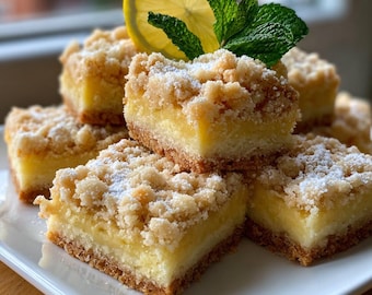 Lemon Crumble Bars Recipe | Easy Homemade Dessert | PDF Instant Download | Printable Recipe