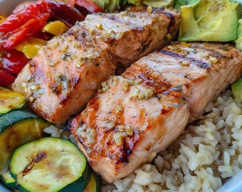 Salmon Rice Bowl Recipe | Easy Homemade | Printable PDF | Instant Download | Healthy Meal | Digital Download