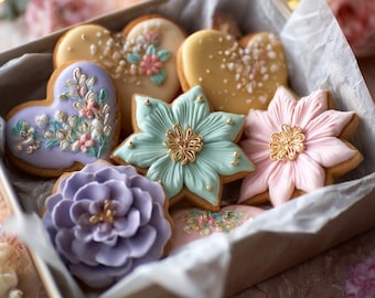 Floral Decorated Sugar Cookies Recipe | Homemade | Easy | PDF | Instant Download | Printable