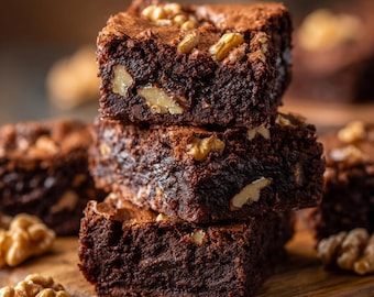 Homemade Walnut Brownies Recipe | Easy | Printable PDF Download | Instant Download