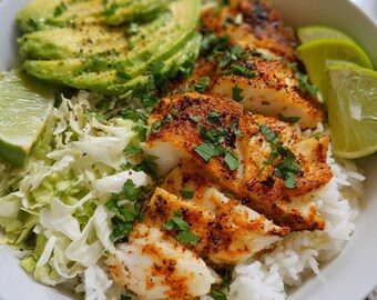 Grilled Fish Taco Bowl Recipe | Printable PDF | Easy Homemade Meal | Instant Download | Digital Recipe