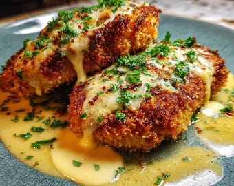 Knuspriges Hähnchenschnitzel Rezept | Einfache Selbstgemachte Zitronensauce (PDF Download)