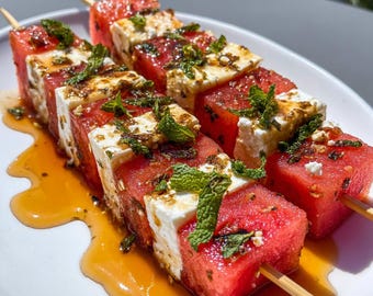 Watermelon Feta Skewers Recipe | Easy Summer Appetizer | PDF Instant Download | Homemade Delight | Printable