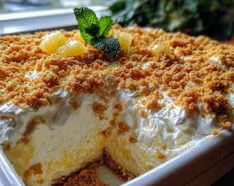 Pineapple Cream Dessert Recipe | Easy Homemade | Printable PDF | Instant Download