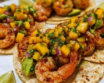 Shrimp Tacos with Mango Salsa Recipe | Easy Printable PDF | Instant Download | Homemade Delight
