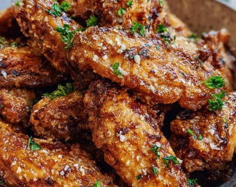 Garlic Parmesan Chicken Wings Recipe | Easy Homemade | Printable PDF | Instant Download | Digital Download